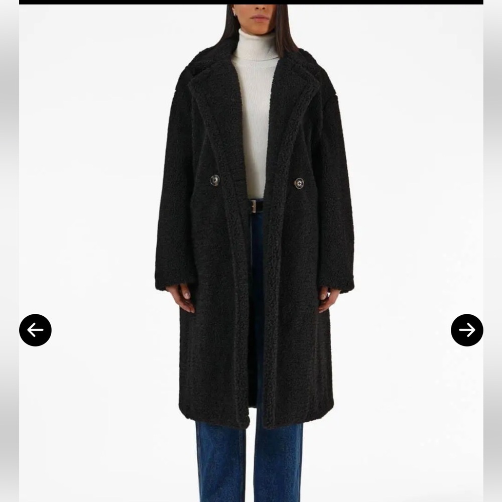 Apparis Black Double-Breasted Coat